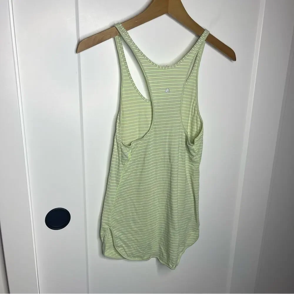 Lululemon Green & White Striped Racerback Tank Top Size 4
